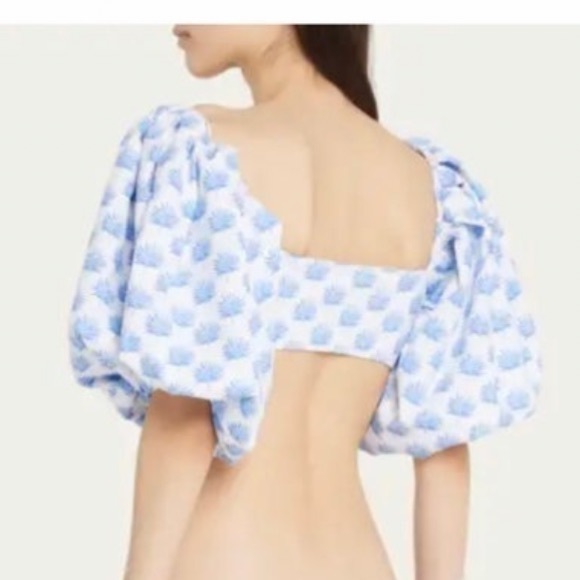 Caroline Constas Nova Puff-Sleeve Bikini Top SMALL - Picture 2 of 7